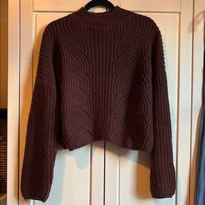 Brown Chunky Knit Cropped Sweater